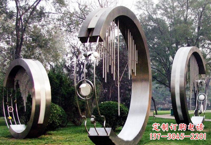 温州不锈钢抽象圆环聆听雕塑