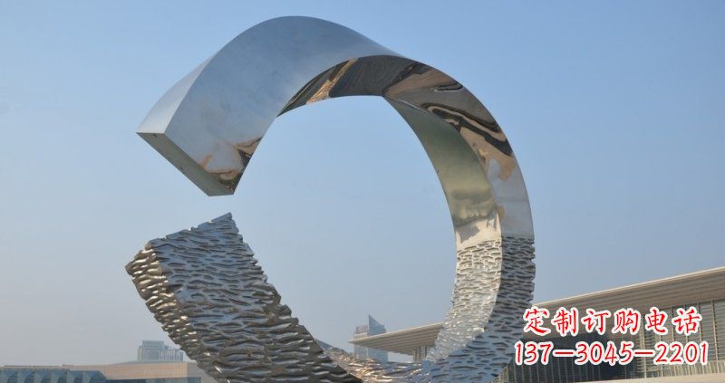 温州不锈钢抽象圆环广场景观雕塑