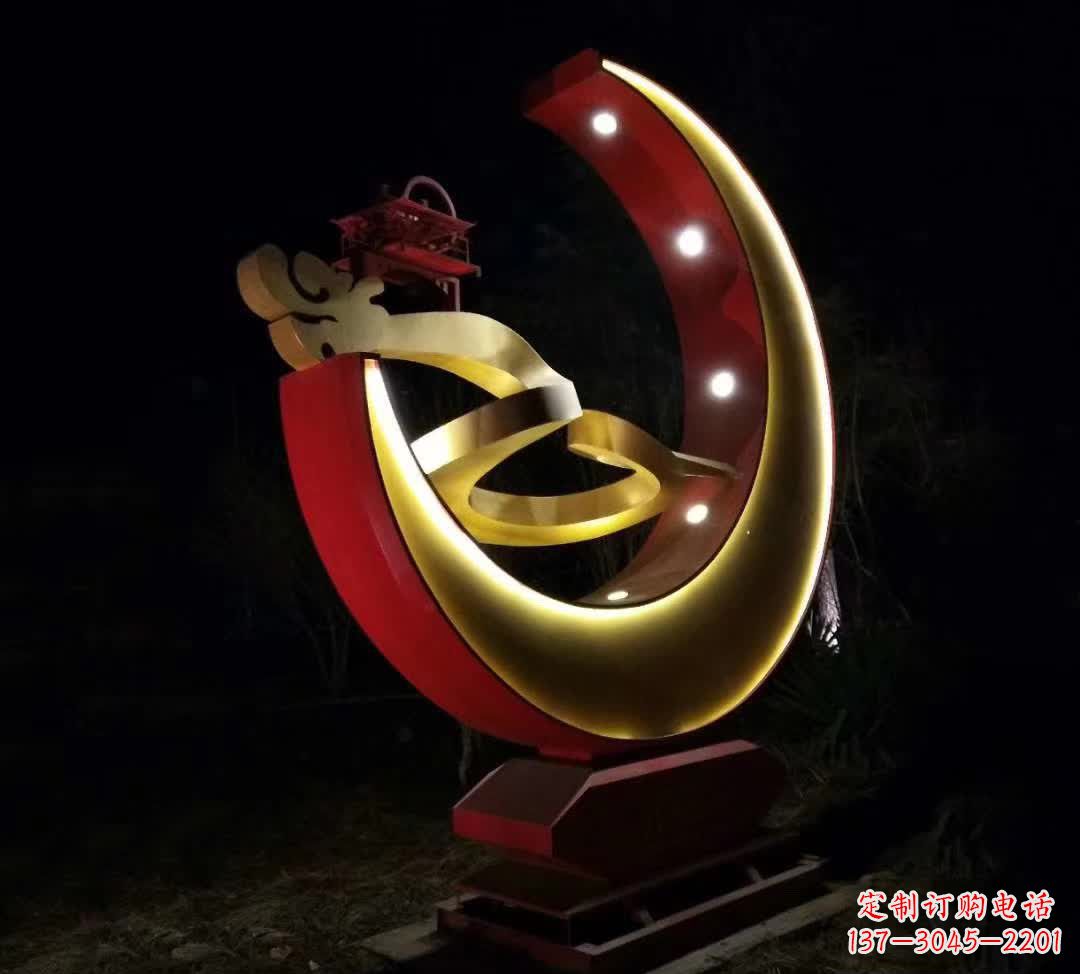 温州不锈钢抽象月亮雕塑 1