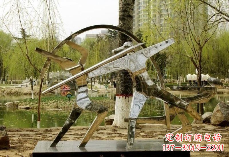 温州不锈钢抽象运动员雕塑