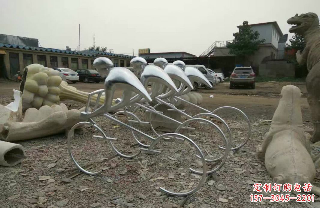 温州不锈钢抽象自行车人物雕塑