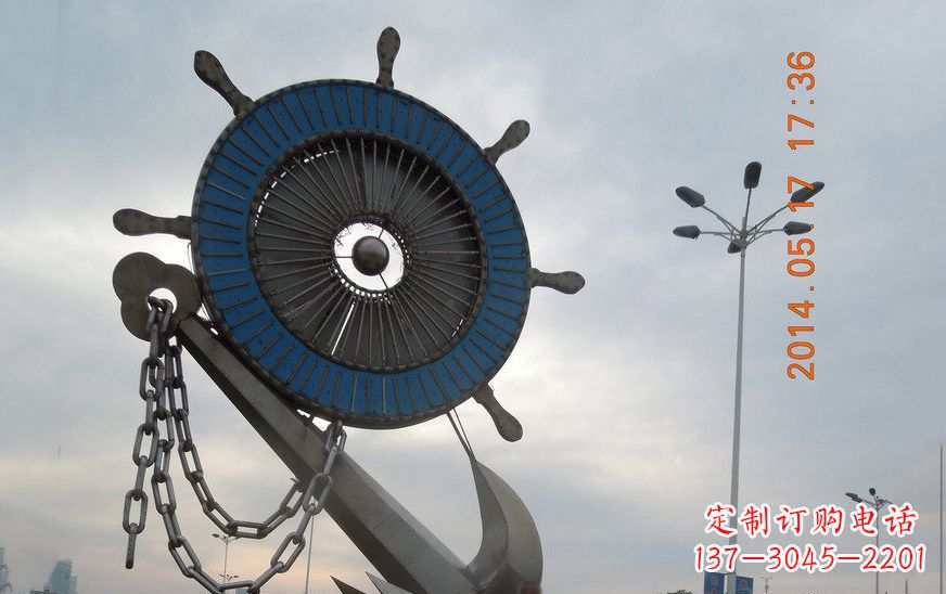 温州不锈钢船舵景观雕塑