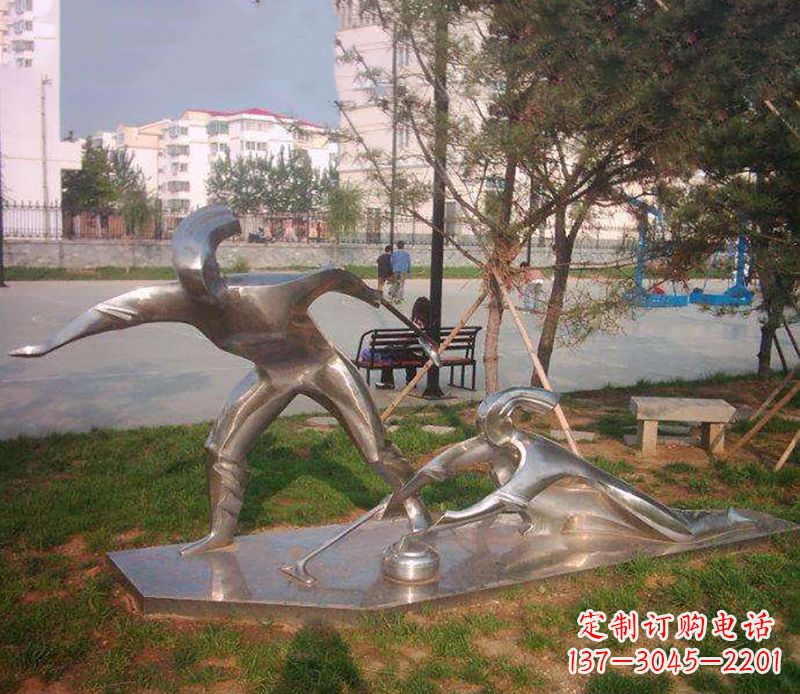 温州不锈钢创意冰壶比赛雕塑