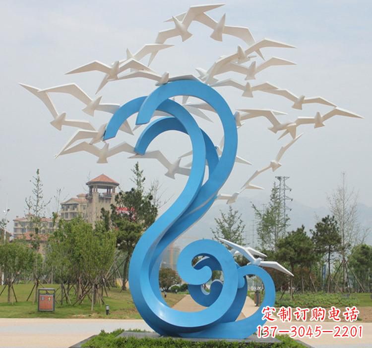 温州新题目精美不锈钢大雁雕塑
