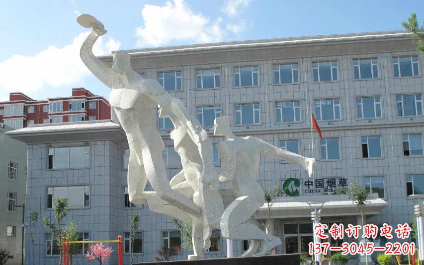 温州不锈钢打乒乓球人物雕塑