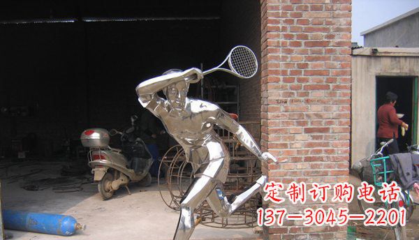 温州不锈钢打羽毛球雕塑 (2)