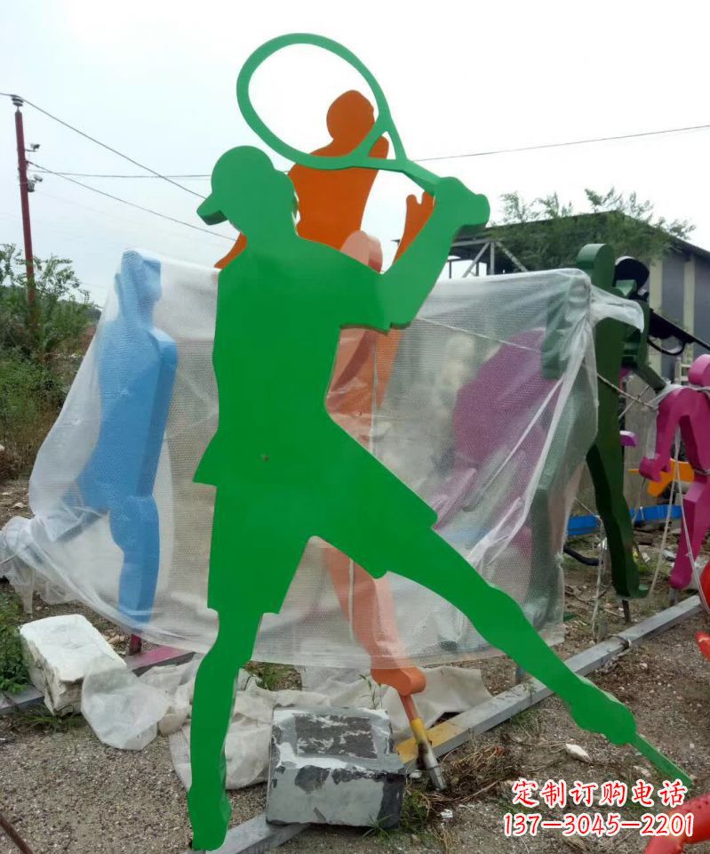 温州不锈钢打羽毛球抽象人物雕塑
