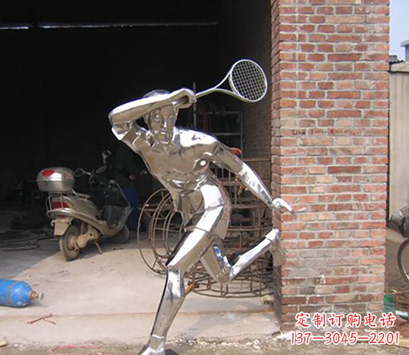 温州不锈钢打羽毛球雕塑