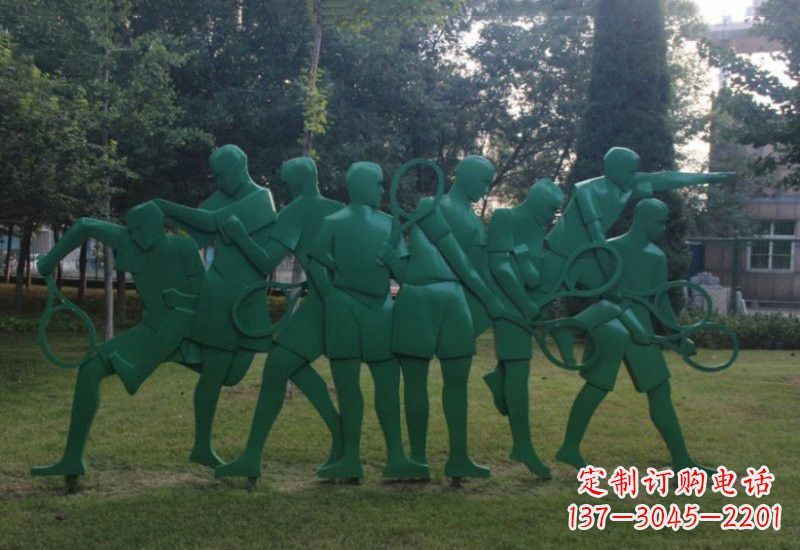 温州不锈钢打羽毛球人物雕塑