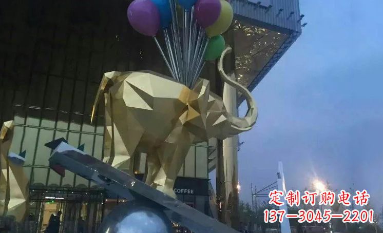 温州不锈钢大象踩高跷城市景观雕塑