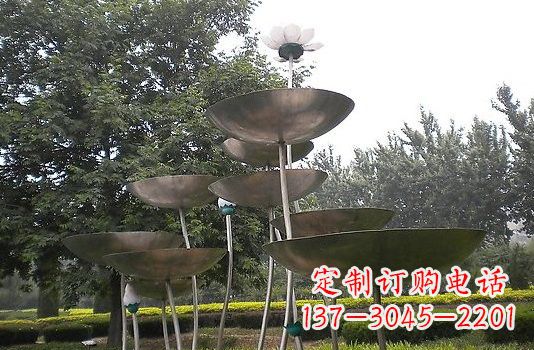 温州不锈钢大型抽象荷花荷叶雕塑