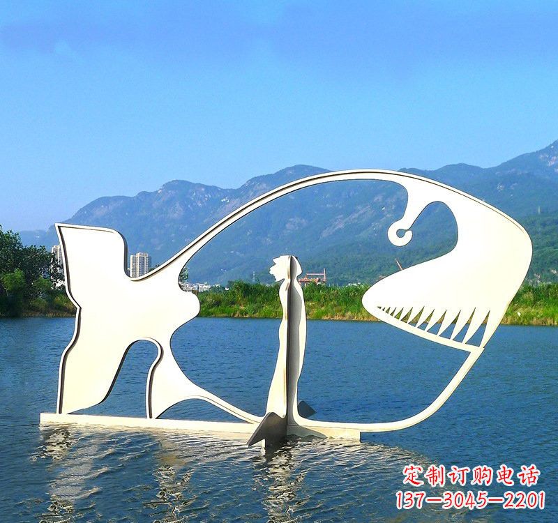 温州不锈钢大型抽象鲸鱼雕塑