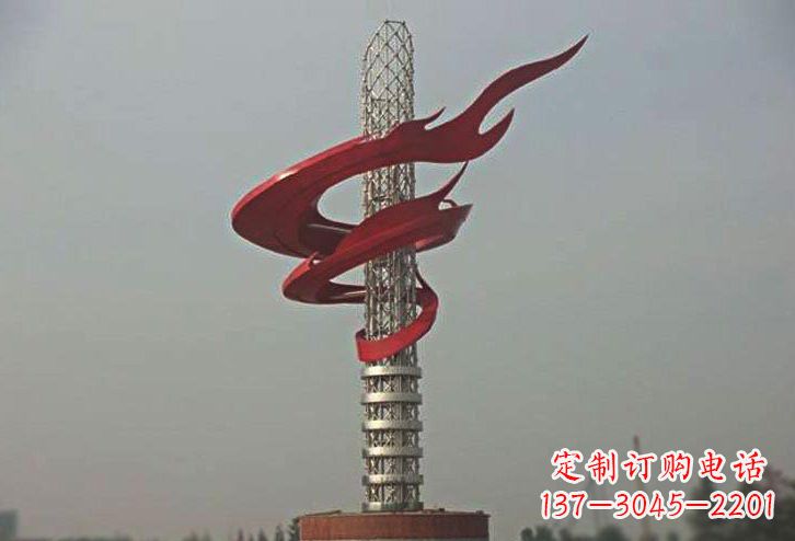 温州不锈钢大型抽象火炬雕塑