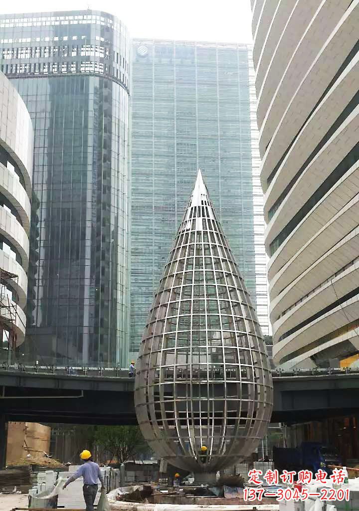 温州不锈钢大型镂空水滴城市景观雕塑