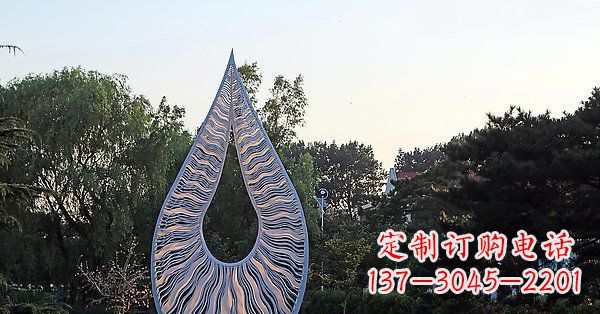温州不锈钢倒着的水滴抽象公园景观雕塑