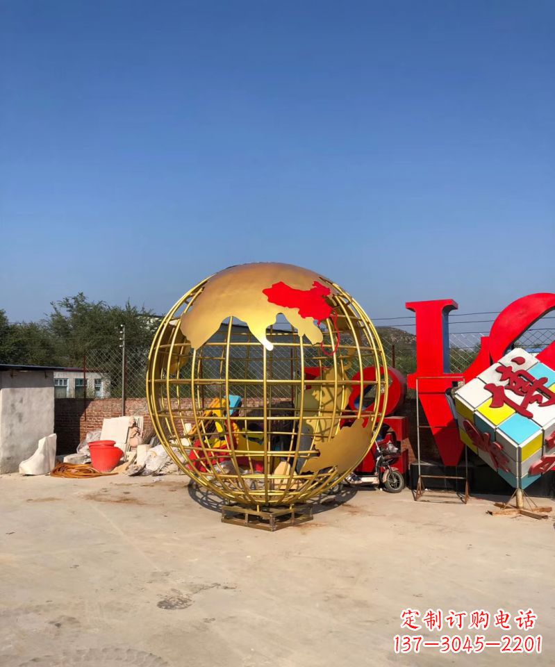 温州不锈钢地球仪雕塑校园景观雕塑