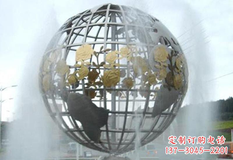 温州不锈钢地球仪喷泉雕塑