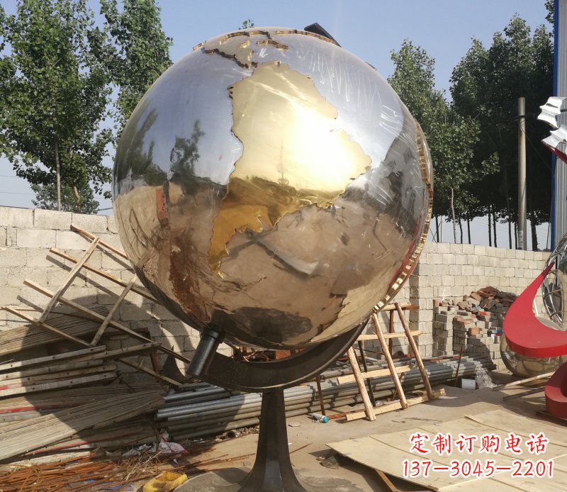 温州不锈钢地球仪校园雕塑_2