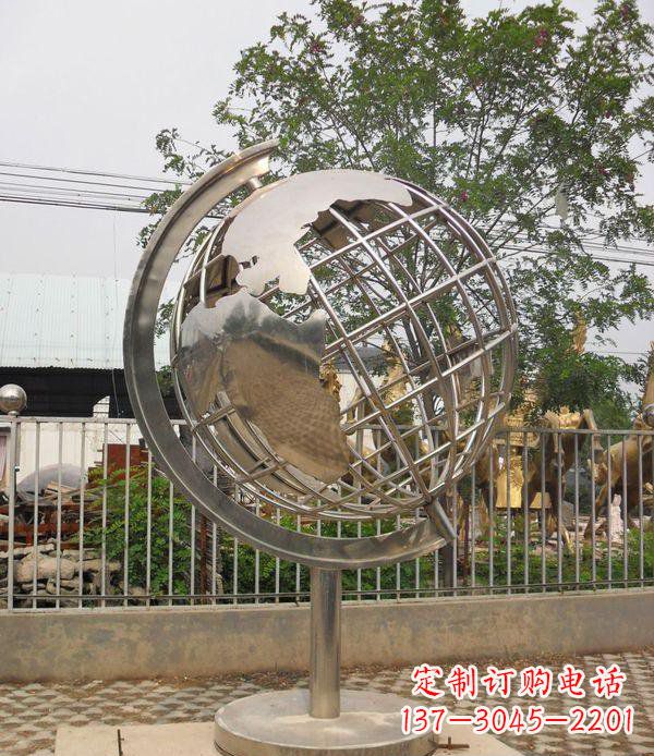 温州不锈钢地球仪校园雕塑_1