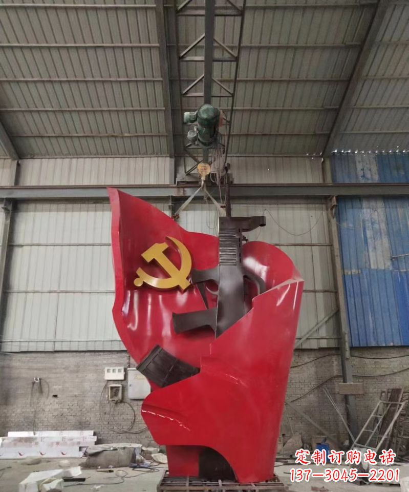 温州不锈钢的党旗步枪雕塑