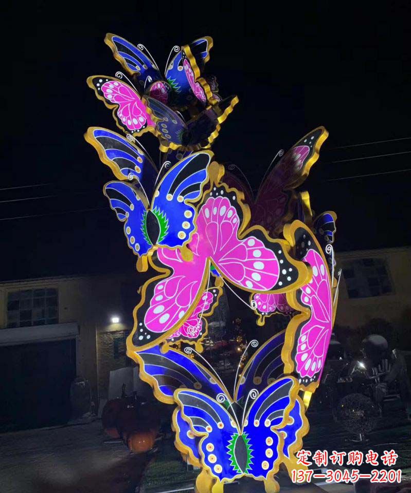 温州不锈钢灯饰彩绘蝴蝶雕塑