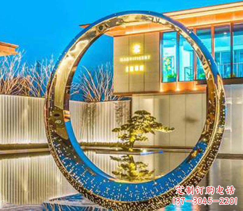 温州不锈钢灯饰圆环雕塑