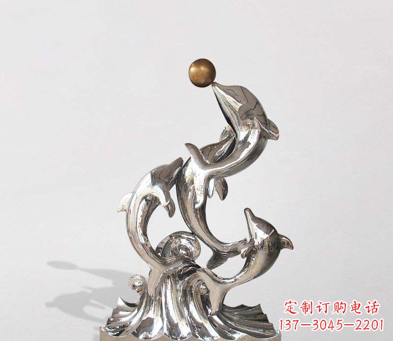 温州不锈钢动物海豚雕塑1