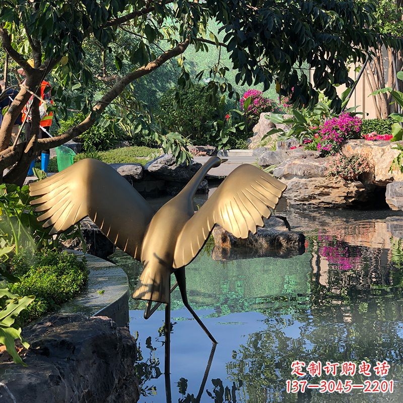 温州不锈钢动物鹤雕塑精美艺术品