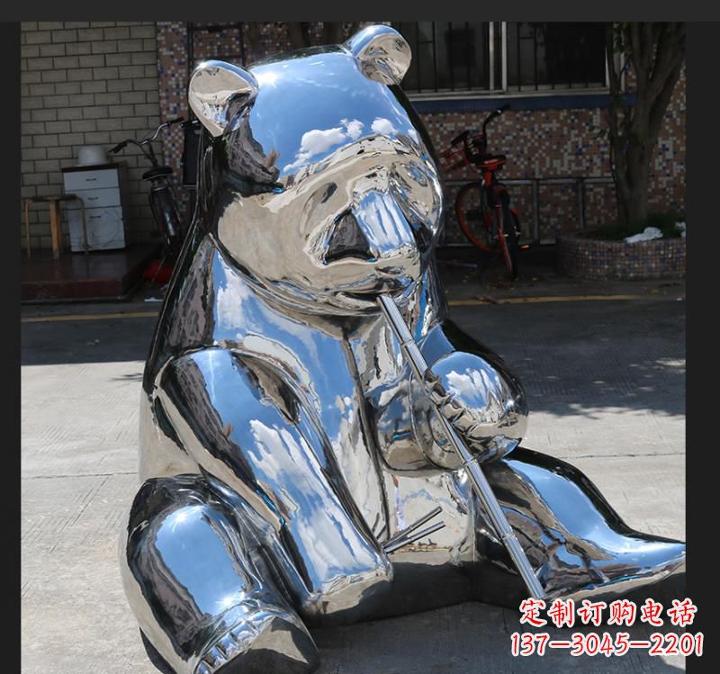 温州不锈钢动物镜面熊雕塑