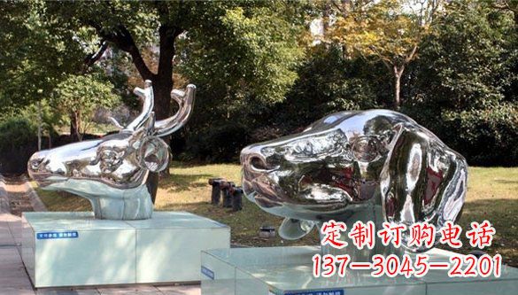 温州不锈钢动物十二生肖头象雕塑