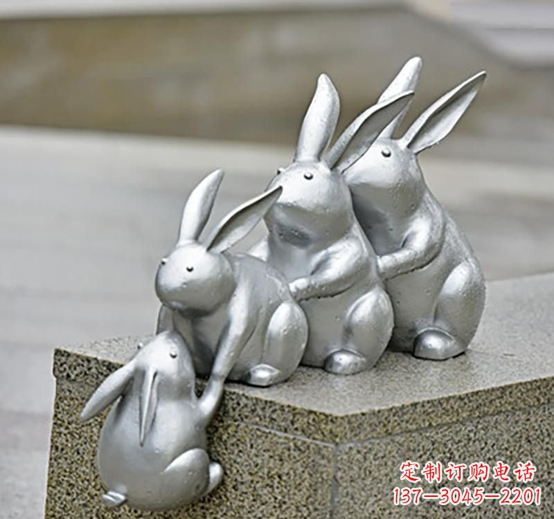 温州不锈钢动物园林兔雕塑