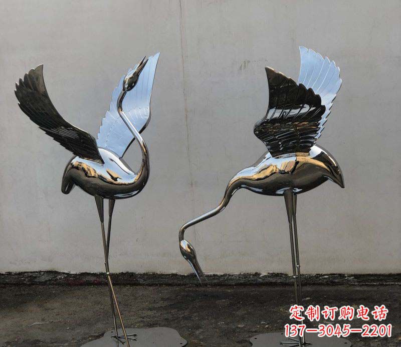温州不锈钢锻造仙鹤雕塑精美的艺术品