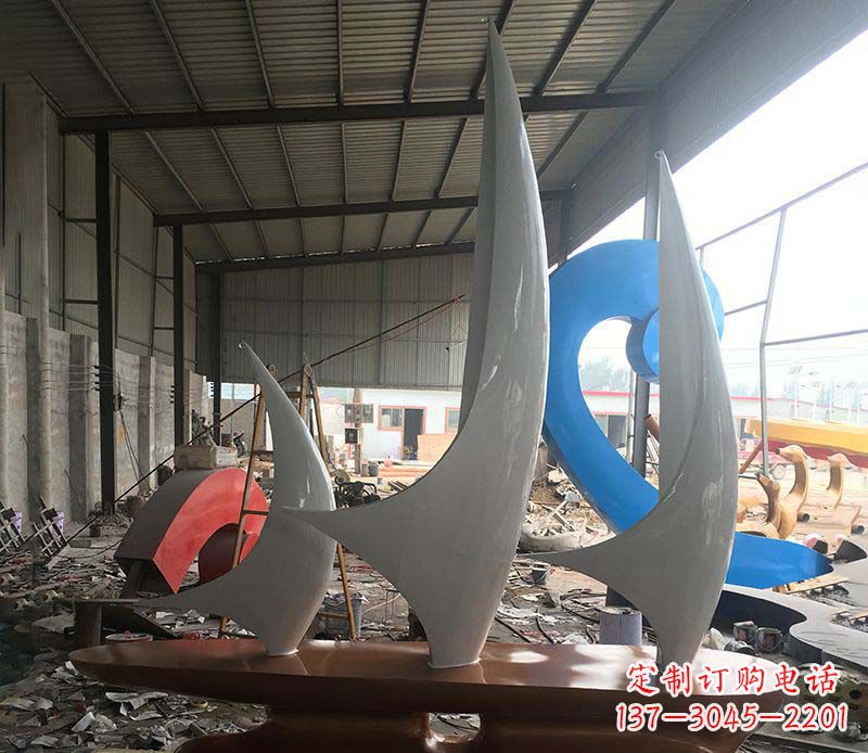 温州不锈钢帆船景观雕塑 (2)