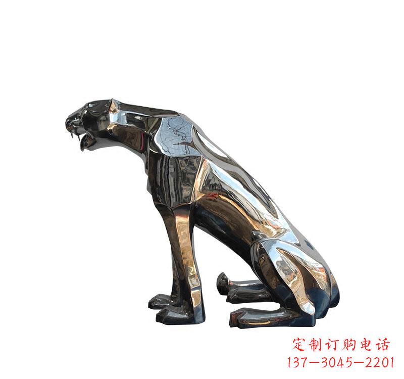 温州不锈钢仿真动物豹雕塑