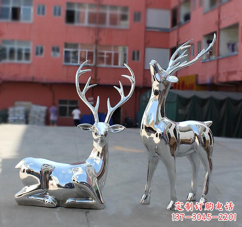 温州不锈钢仿真动物梅花鹿雕塑
