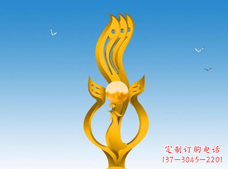 温州不锈钢凤凰雕塑效果图
