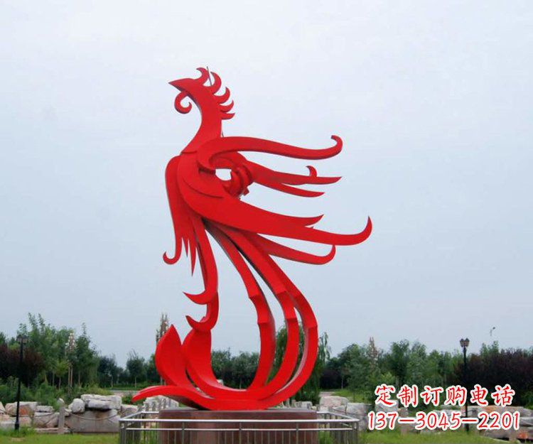 温州不锈钢凤凰公园景观雕塑 (2)