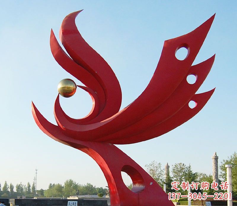 温州不锈钢凤凰广场雕塑 (2)