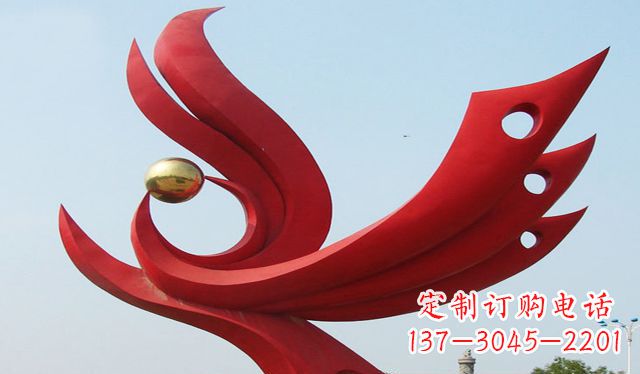 温州不锈钢凤凰龙珠雕塑