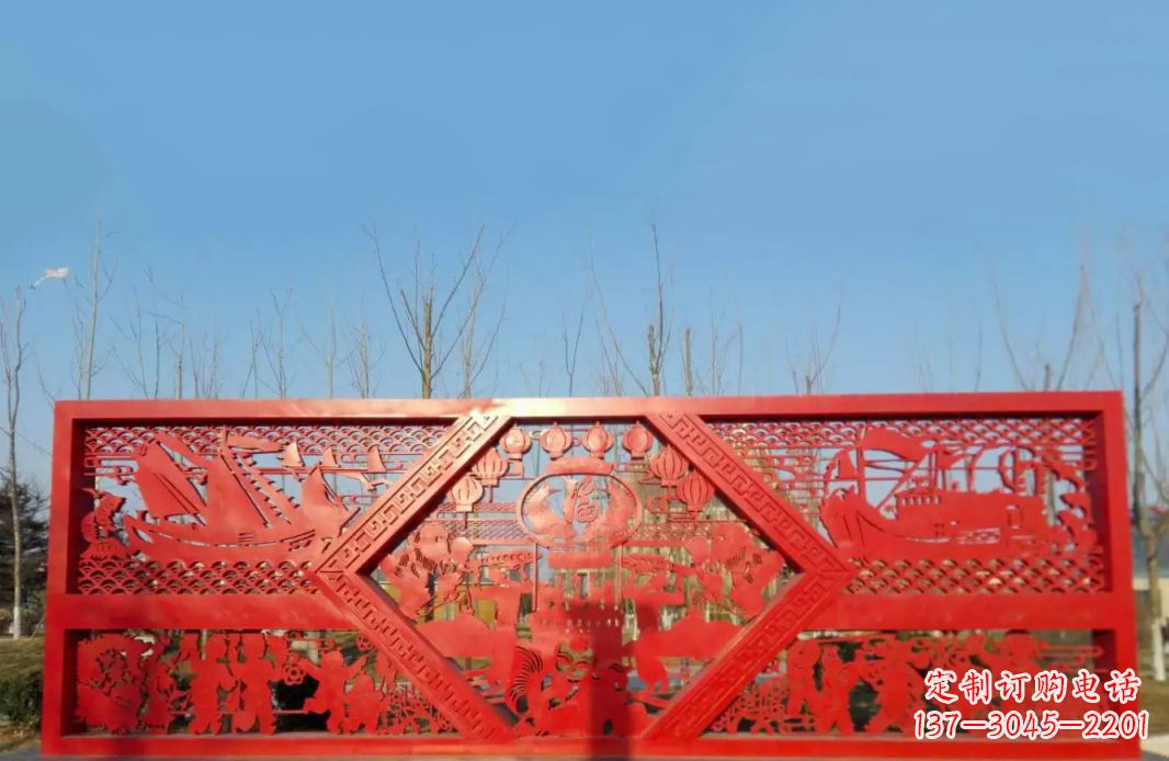 温州不锈钢福字剪纸广场景观雕塑