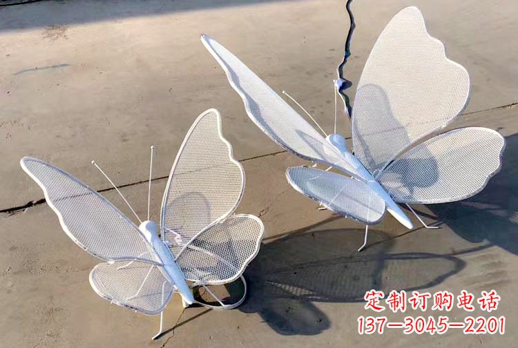 温州不锈钢钢丝网格蝴蝶雕塑摆件,可加灯带
