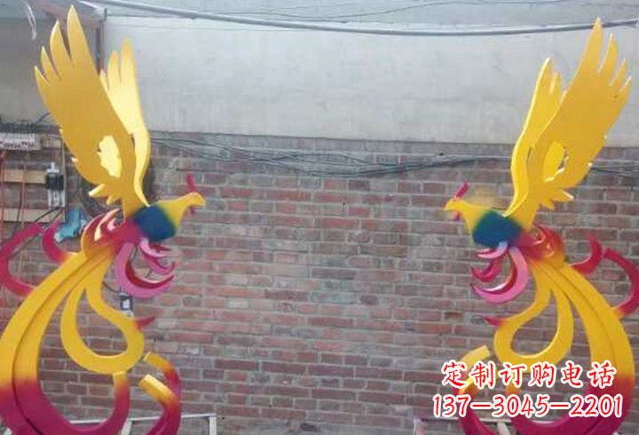 温州不锈钢公园彩色凤凰雕塑
