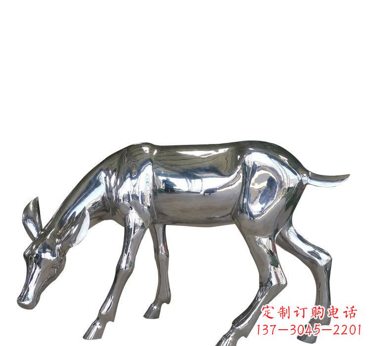 温州不锈钢公园草坪小鹿雕塑