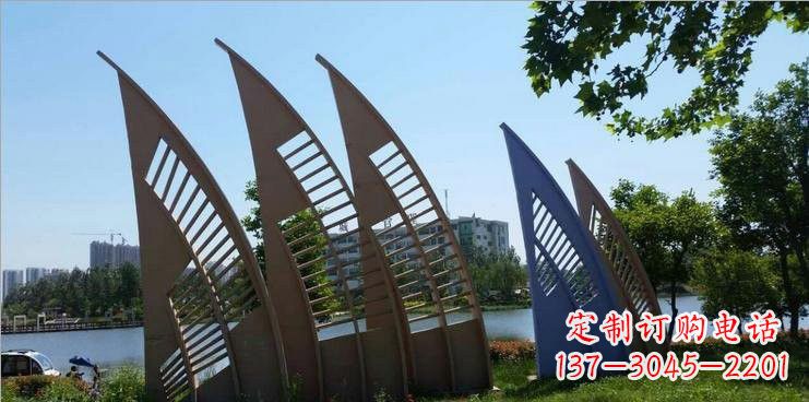 温州不锈钢公园抽象船帆雕塑