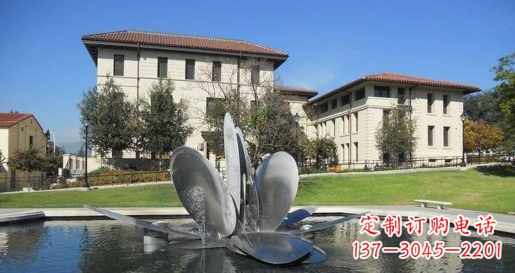 温州不锈钢公园抽象花朵喷泉雕塑