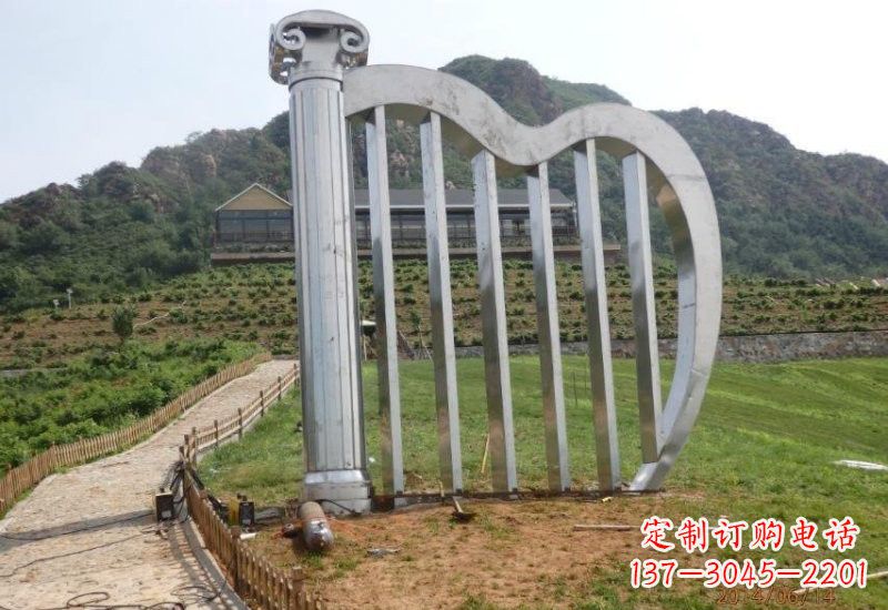 温州不锈钢公园大型抽象竖琴雕塑