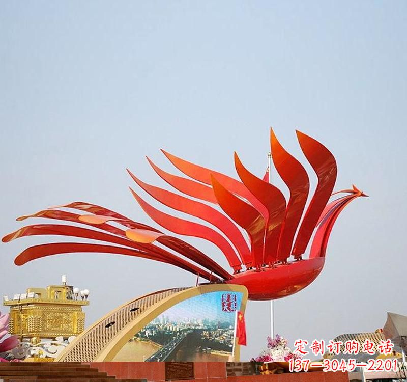 温州不锈钢公园大型凤凰雕塑