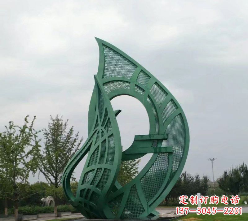 温州不锈钢公园大型镂空树叶雕塑