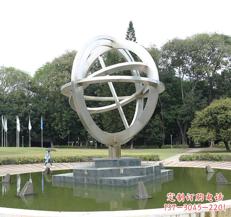 温州不锈钢公园地球仪雕塑