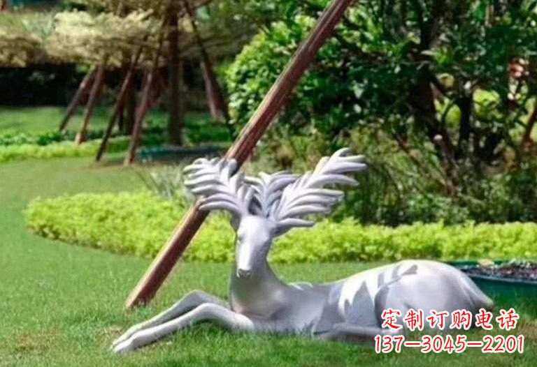 温州不锈钢公园动物大角鹿雕塑